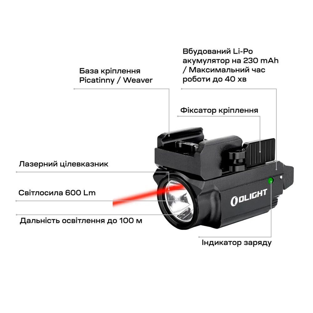 Olight Baldr Mini Red Laser Tactical Light (Black)